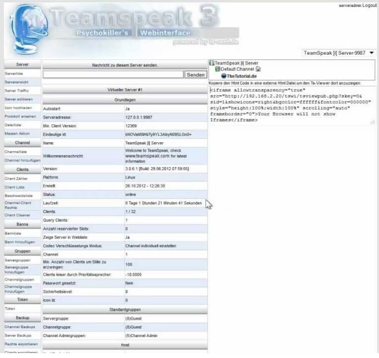 Teamspeak 3 Web Interface Web Panel Hanibu